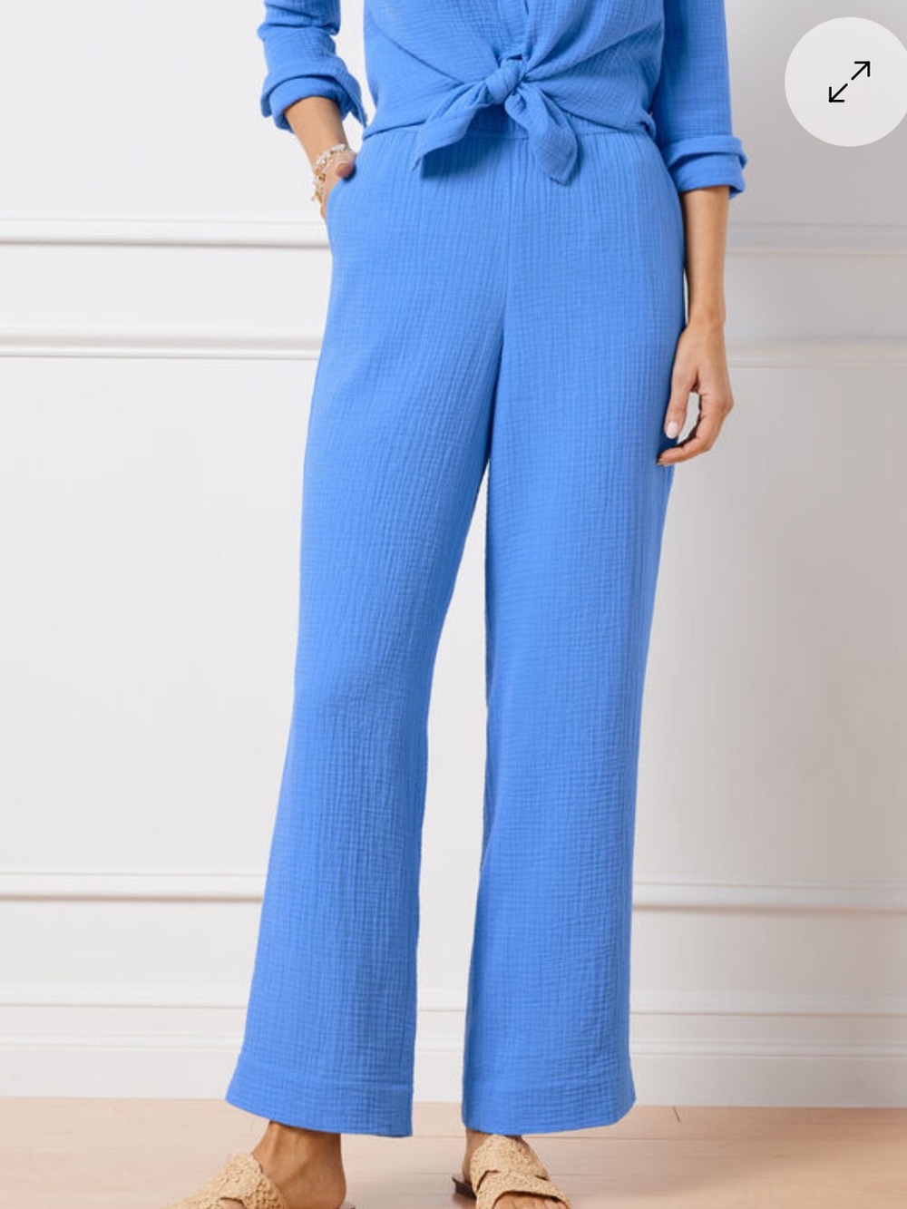 Talbots size XL airy gauze pull on Cotton-Blend pants blue